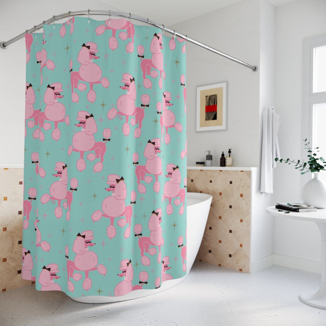 Penelope Pink Prancing Poodles • Shower Curtain