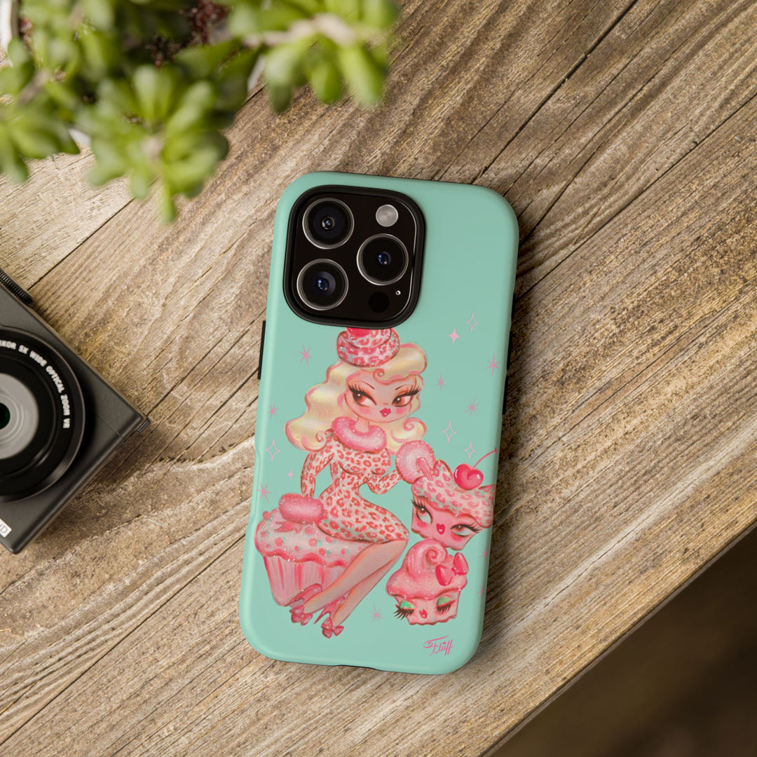 Leopard and Pink Cupcake Girl • Tough Phone Case