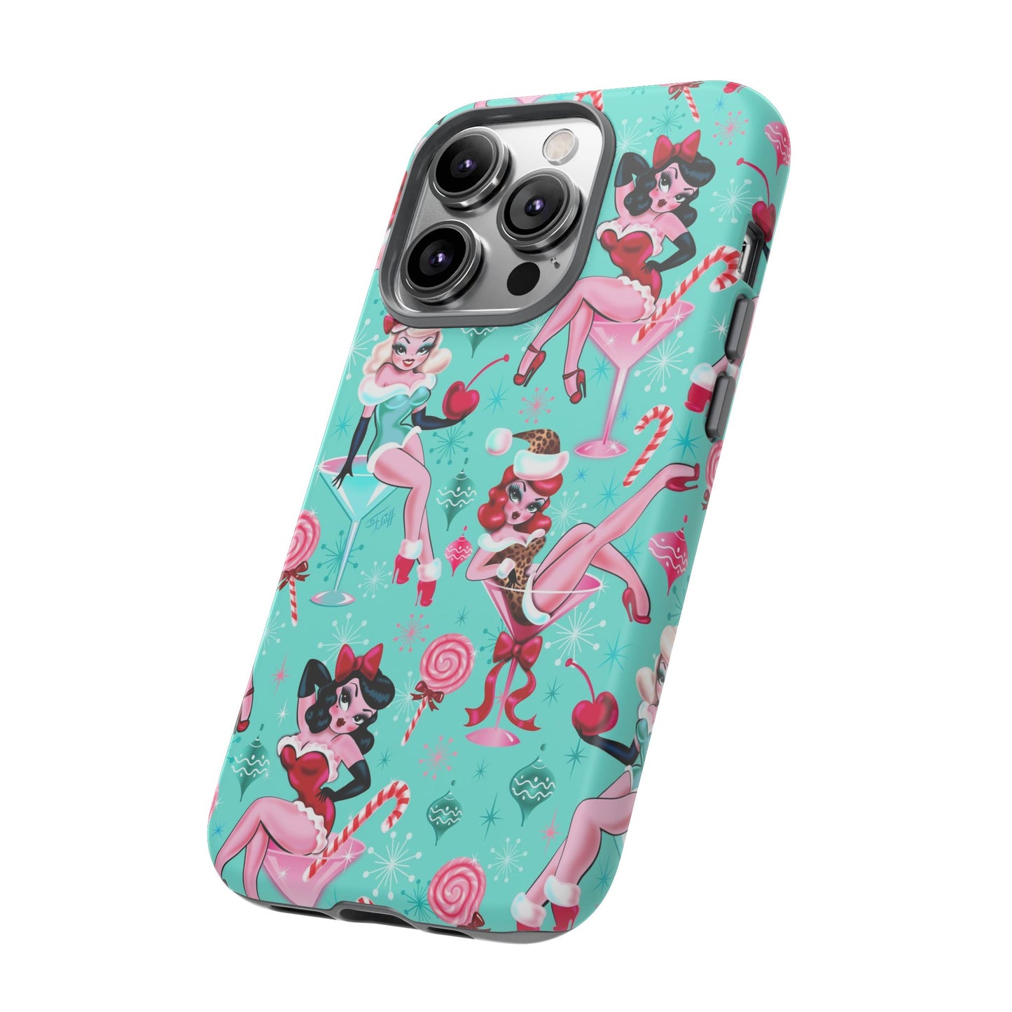 Christmas Candy Martini Pinup Girls • Tough Phone Case