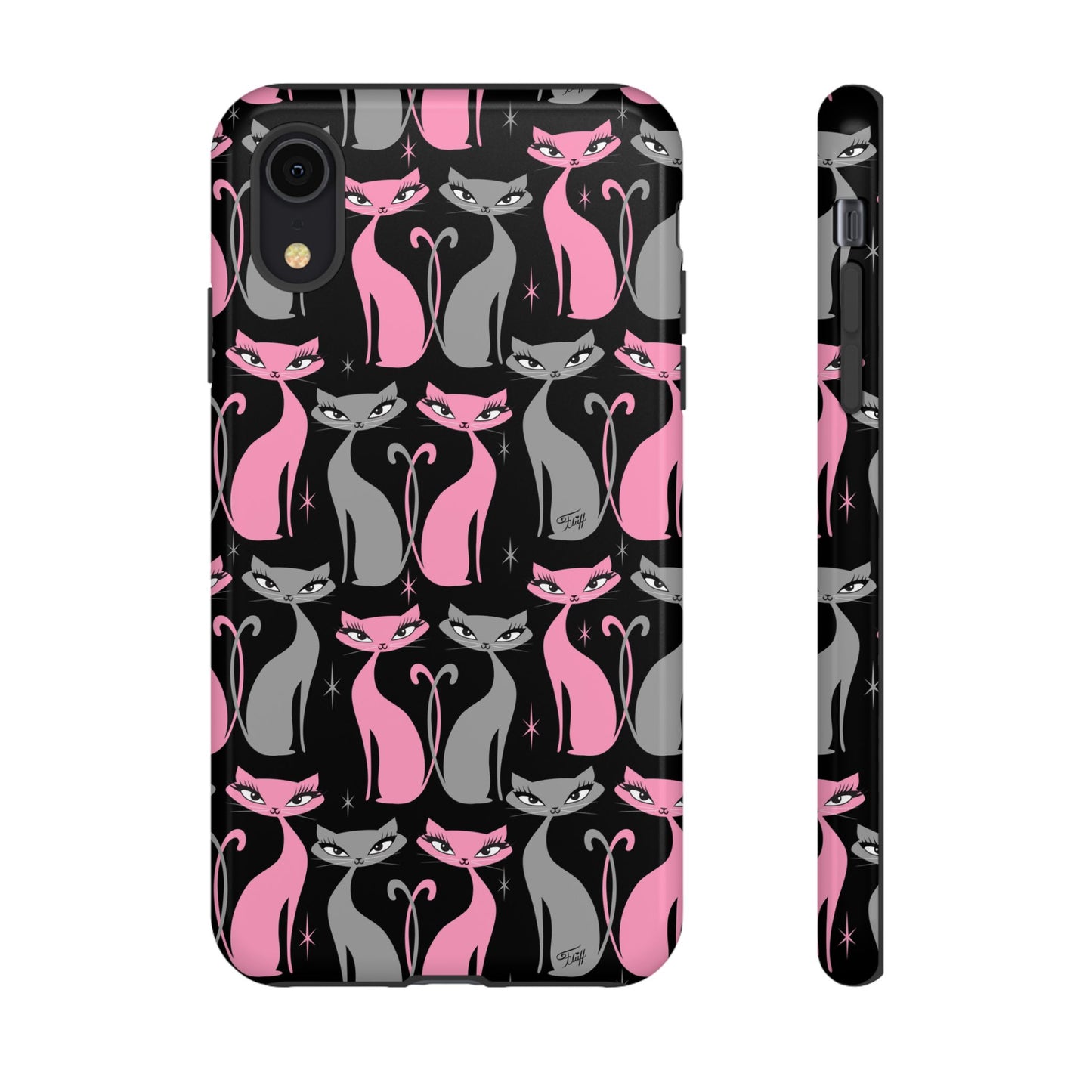 Mod Love Cats on Black • Tough Phone Case