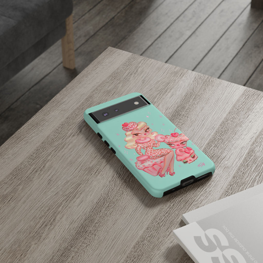 Leopard and Pink Cupcake Girl • Tough Phone Case