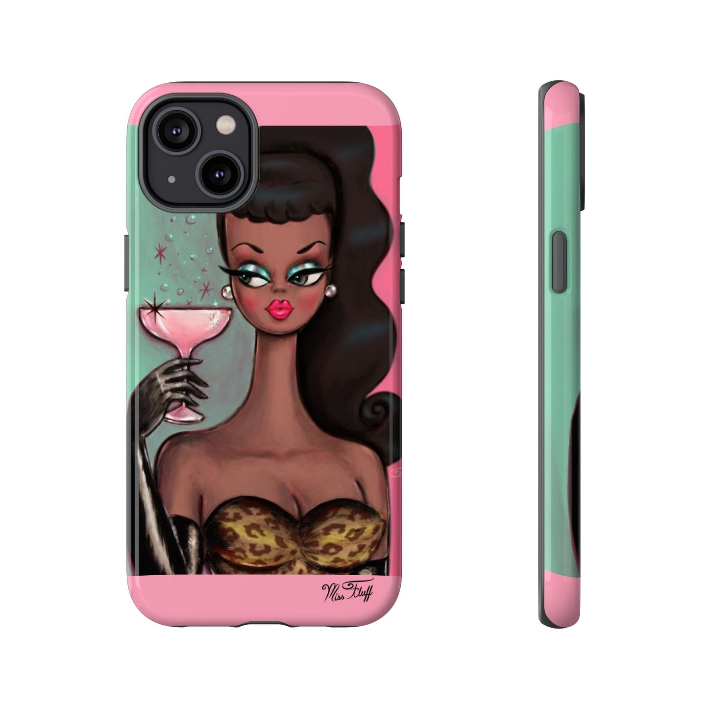 Brunette with Pink Champagne • Tough Phone Case