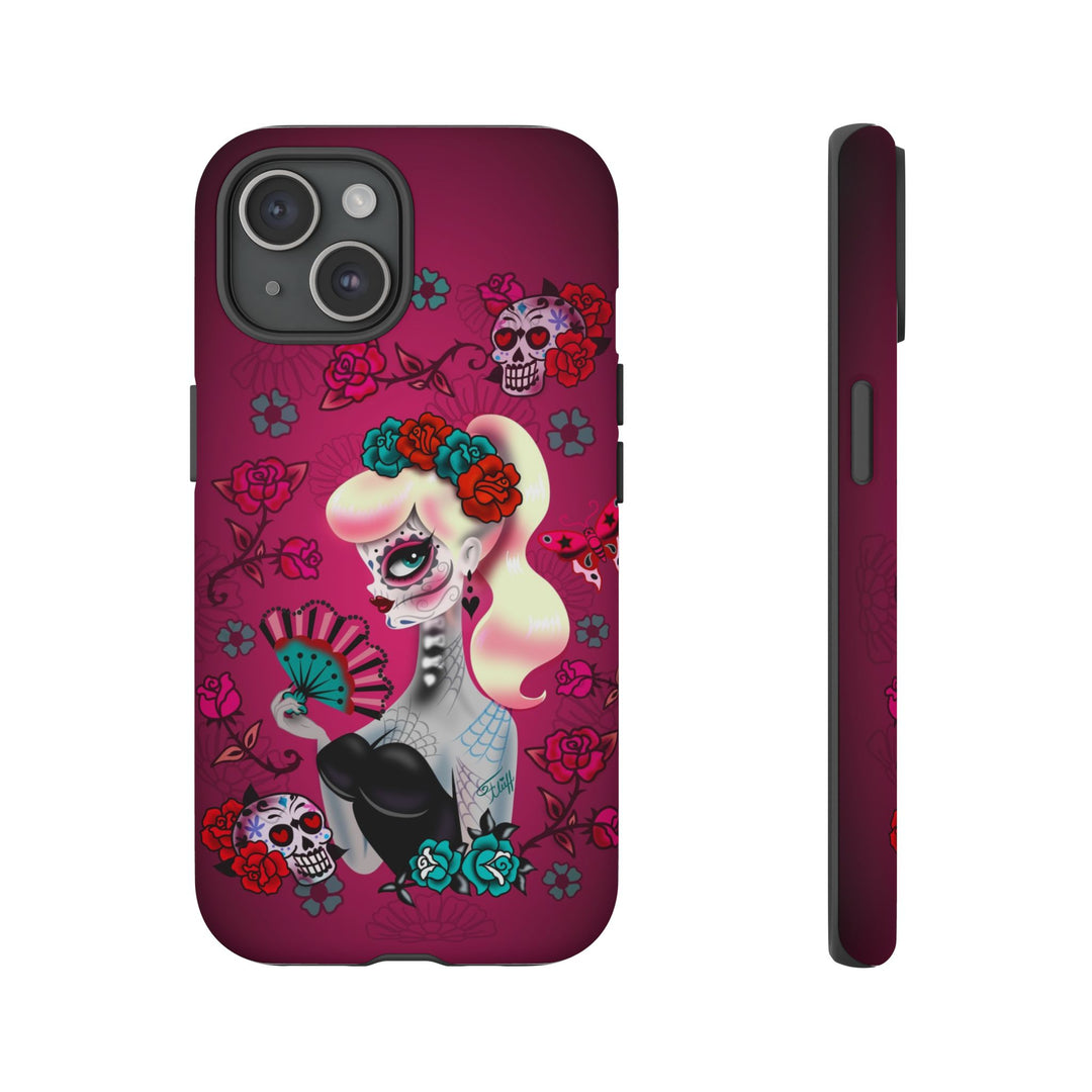 Blonde Sugar Skull Pinup Girl • Tough Phone Case