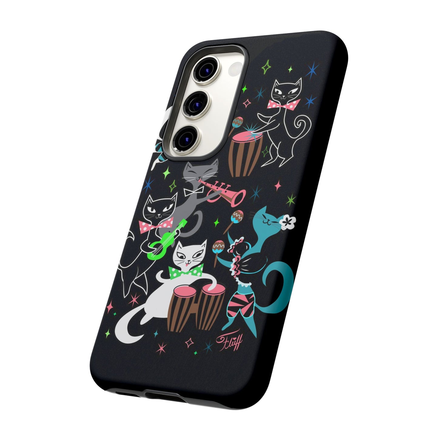 Mambo Kitties Band on Black • Tough Phone Case