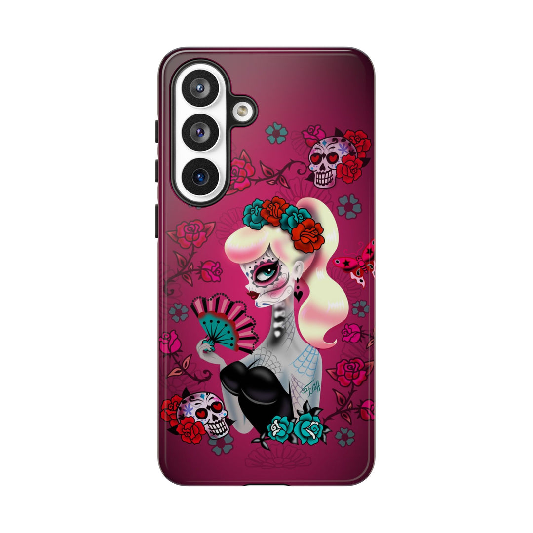Blonde Sugar Skull Pinup Girl • Tough Phone Case