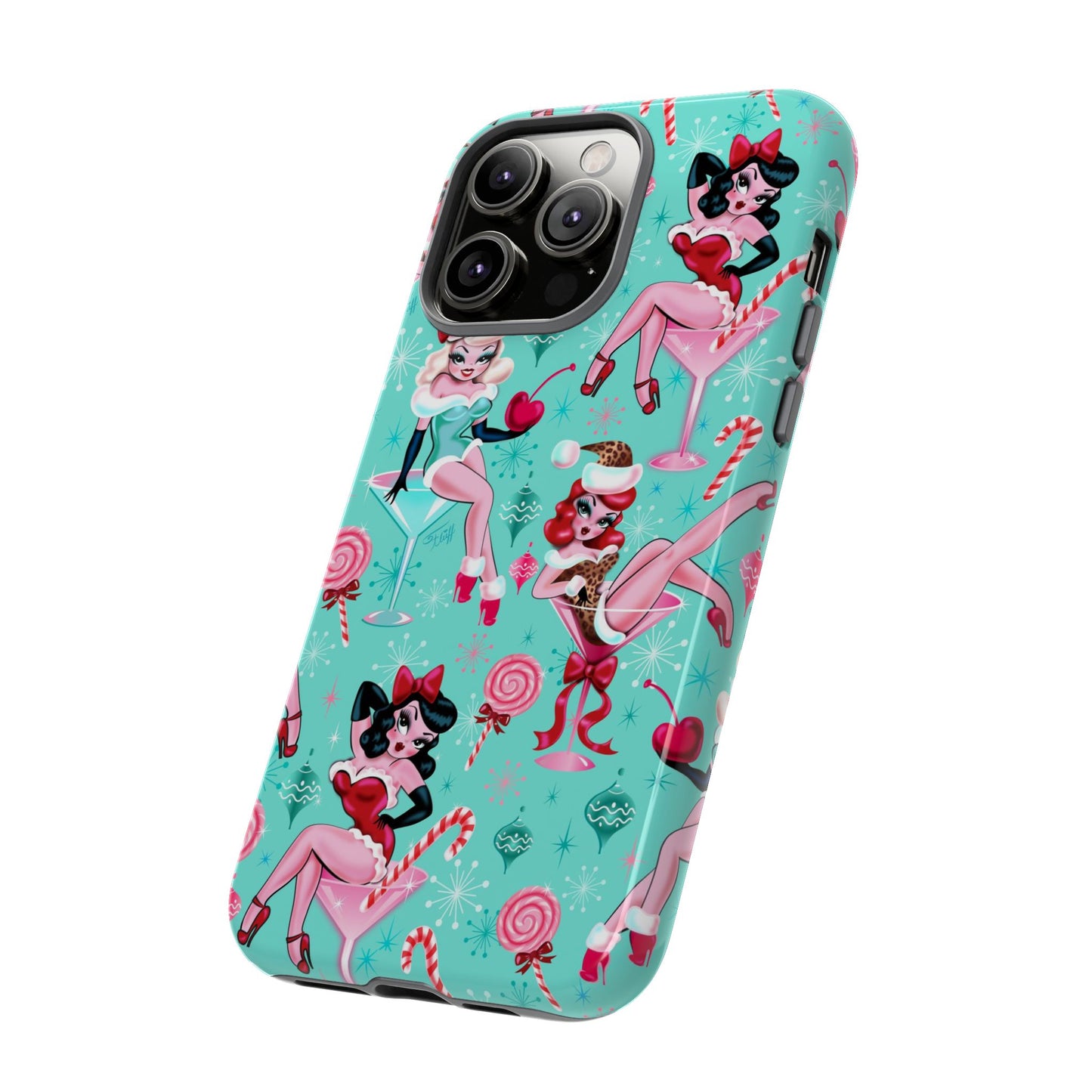 Christmas Candy Martini Pinup Girls • Tough Phone Case