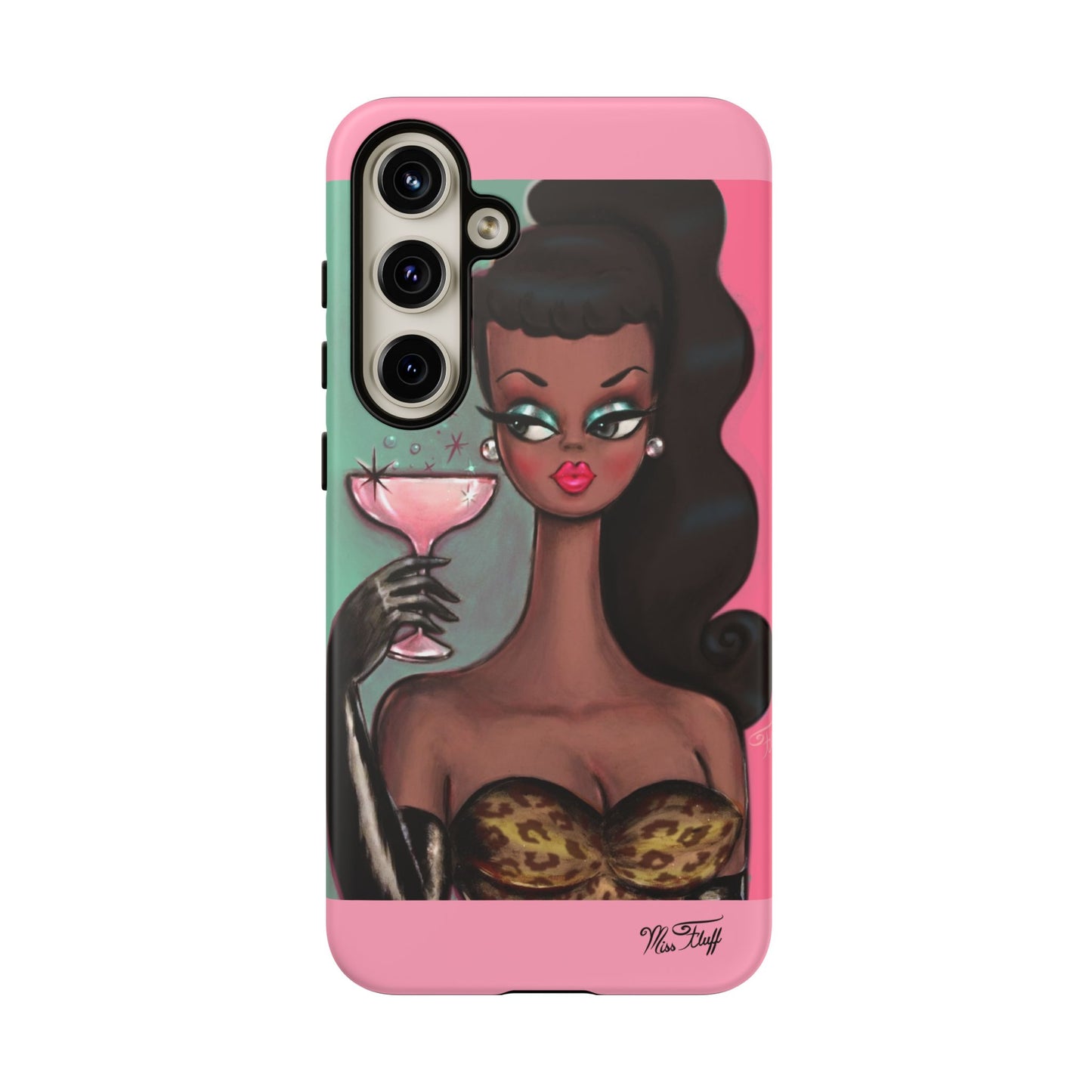 Brunette with Pink Champagne • Tough Phone Case