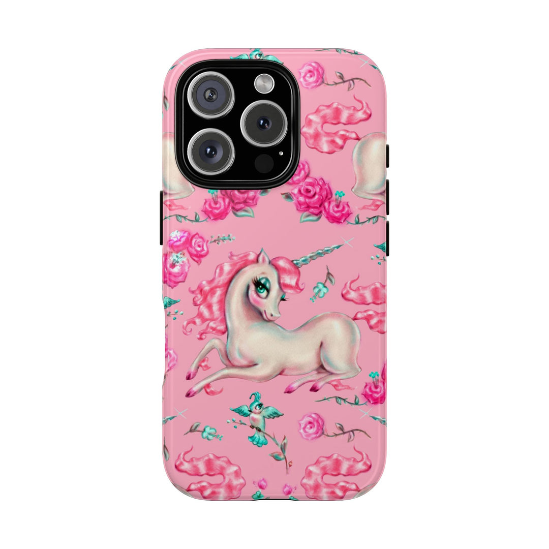 Unicorns and Roses on Pink • Tough Phone Case