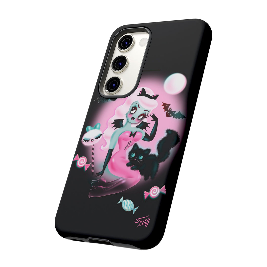 Pastel Candy Vampire with Kitty on Black • Tough Phone Case