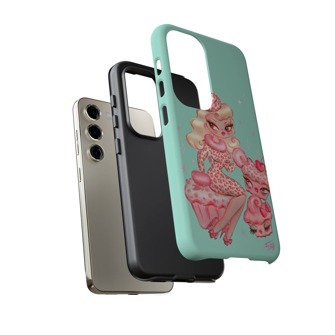 Leopard and Pink Cupcake Girl • Tough Phone Case