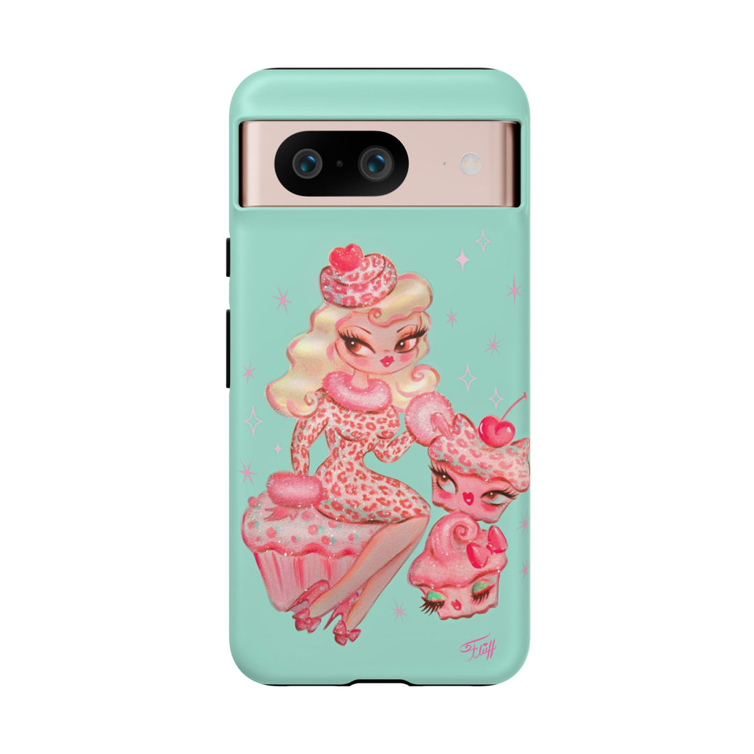 Leopard and Pink Cupcake Girl • Tough Phone Case