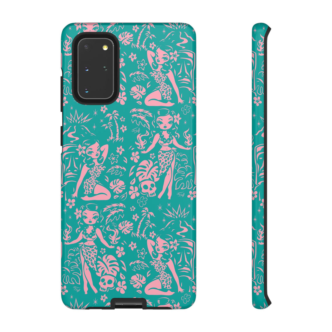 Tiki Temptress - Aqua and Pink • Tough Phone Case
