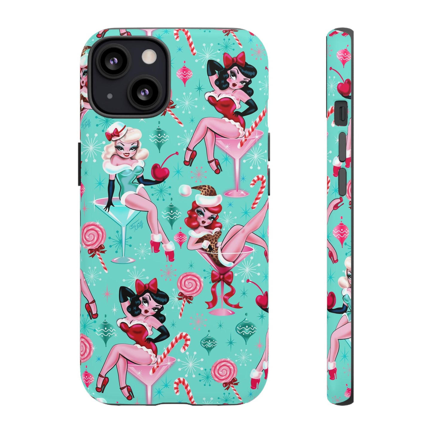 Christmas Candy Martini Pinup Girls • Tough Phone Case