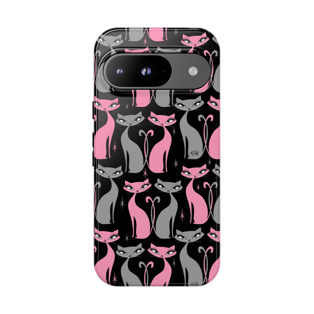 Mod Love Cats on Black • Tough Phone Case