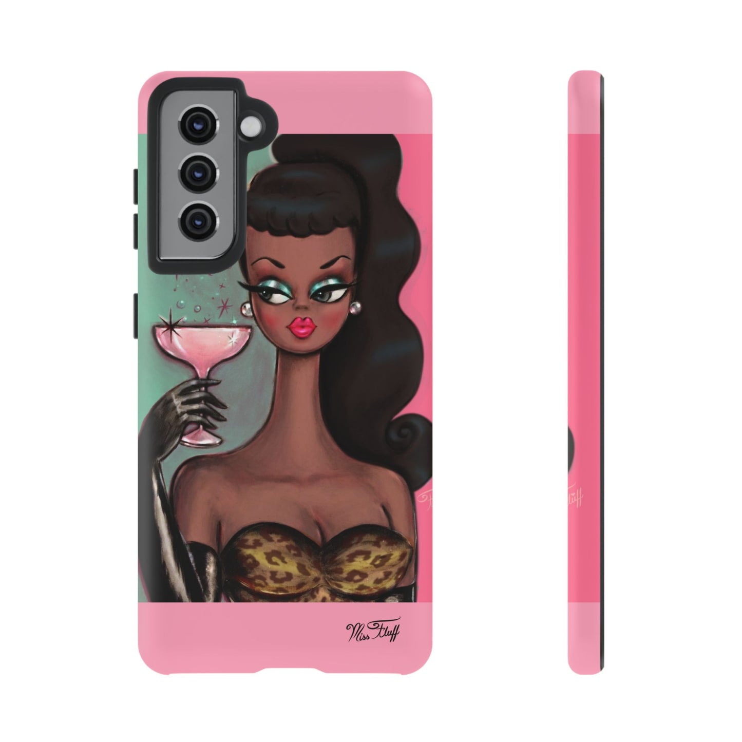 Brunette with Pink Champagne • Tough Phone Case