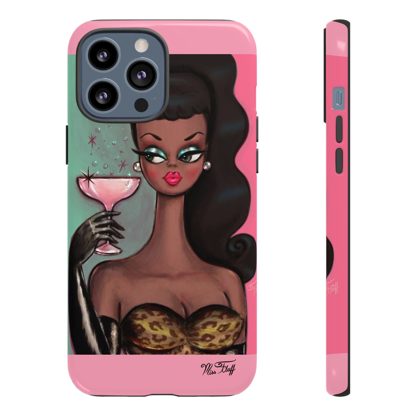 Brunette with Pink Champagne • Tough Phone Case