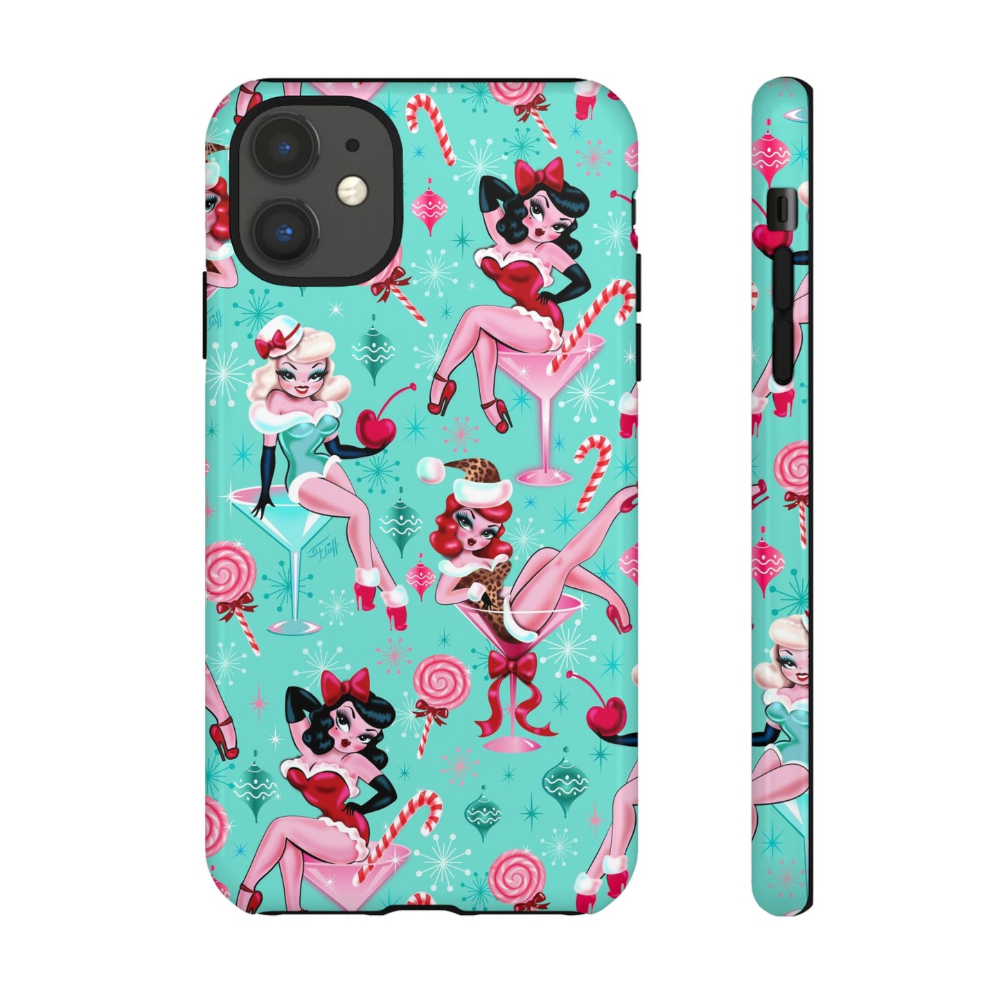 Christmas Candy Martini Pinup Girls • Tough Phone Case