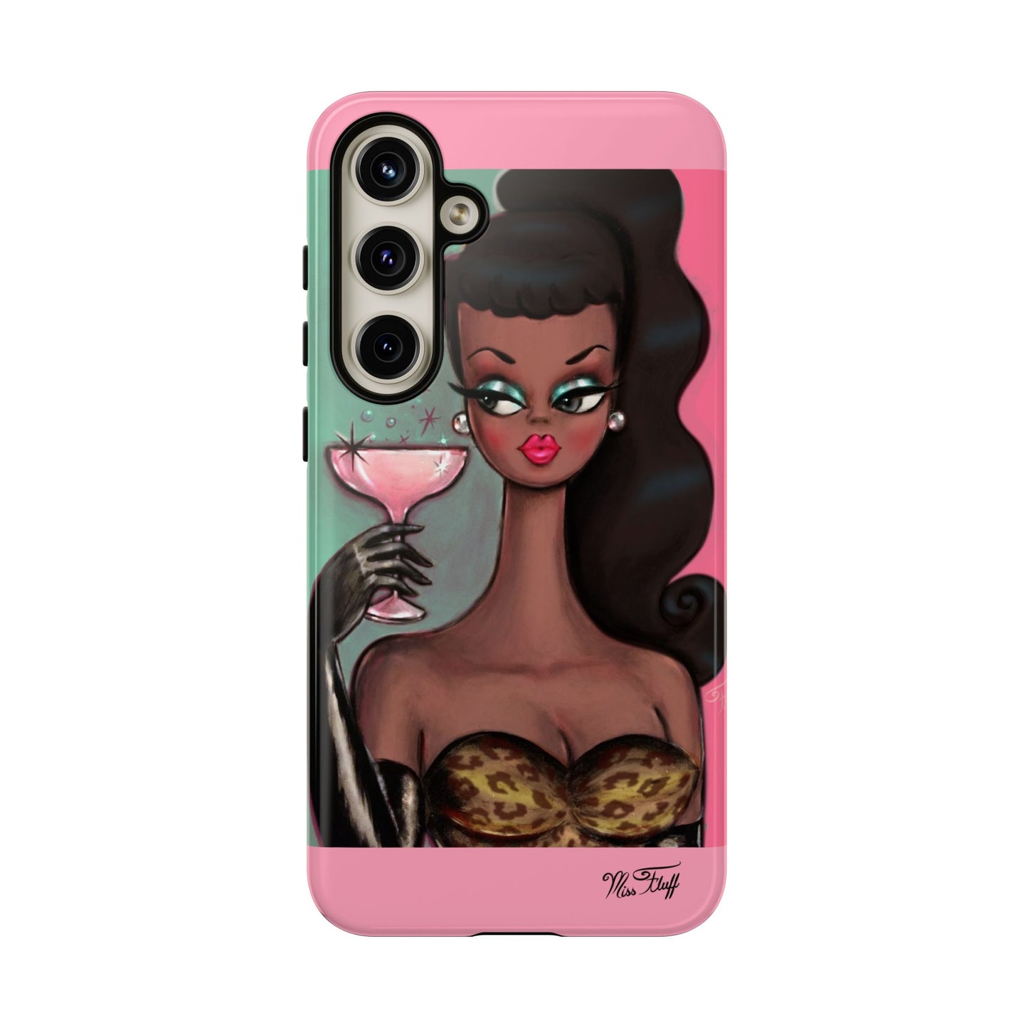 Brunette with Pink Champagne • Tough Phone Case