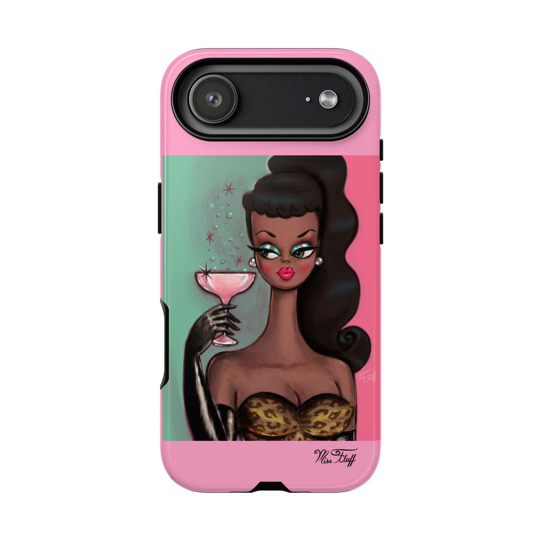 Brunette with Pink Champagne • Tough Phone Case