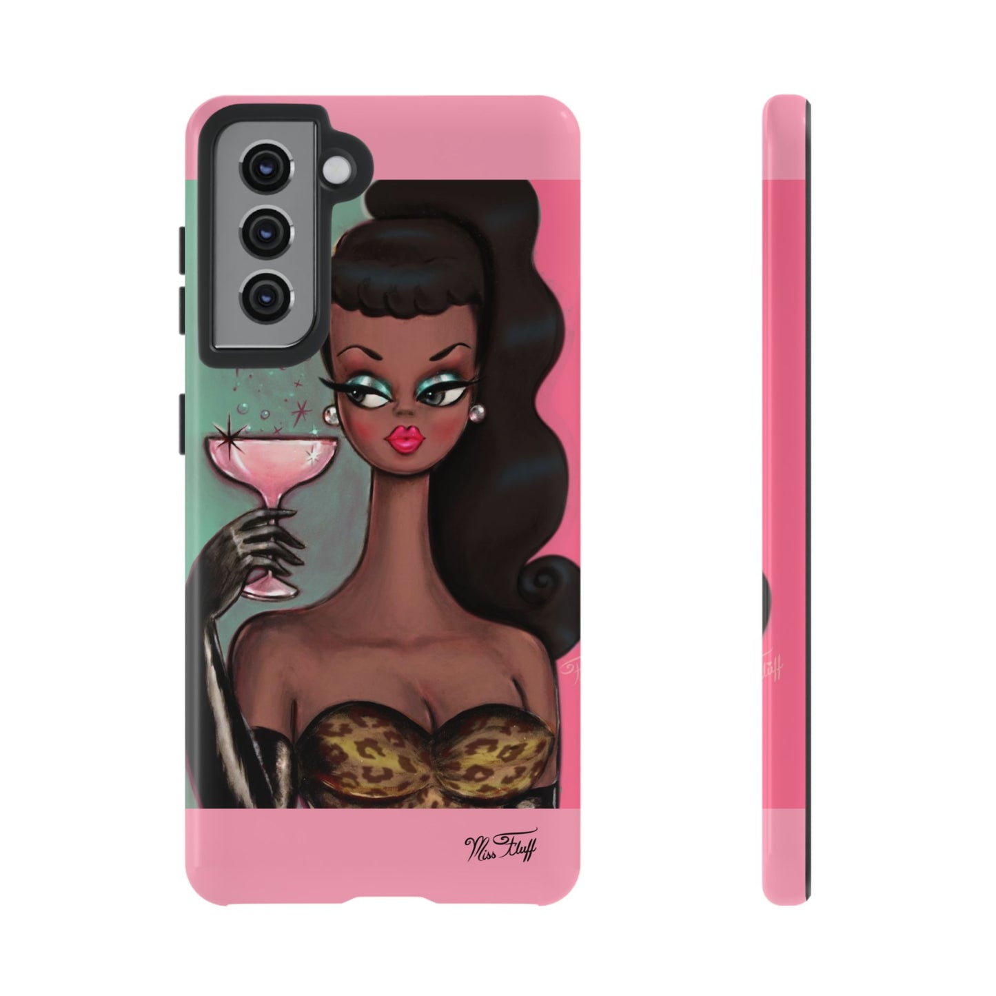 Brunette with Pink Champagne • Tough Phone Case