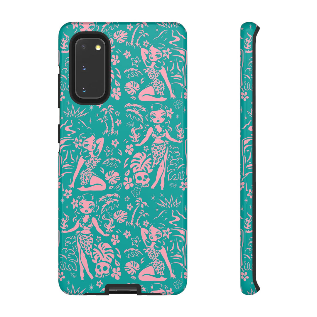 Tiki Temptress - Aqua and Pink • Tough Phone Case