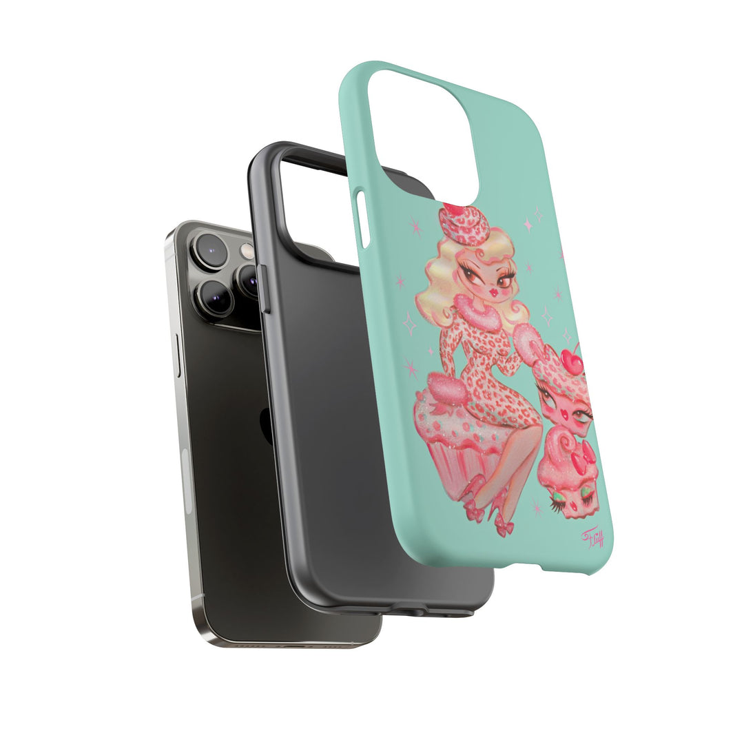 Leopard and Pink Cupcake Girl • Tough Phone Case