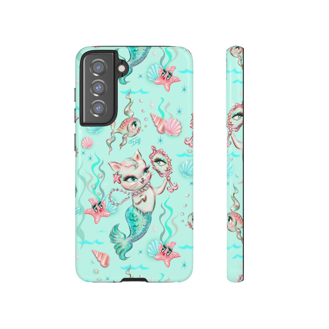 Merkitten with Pearls Aqua • Tough Phone Case