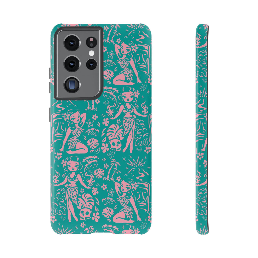 Tiki Temptress - Aqua and Pink • Tough Phone Case
