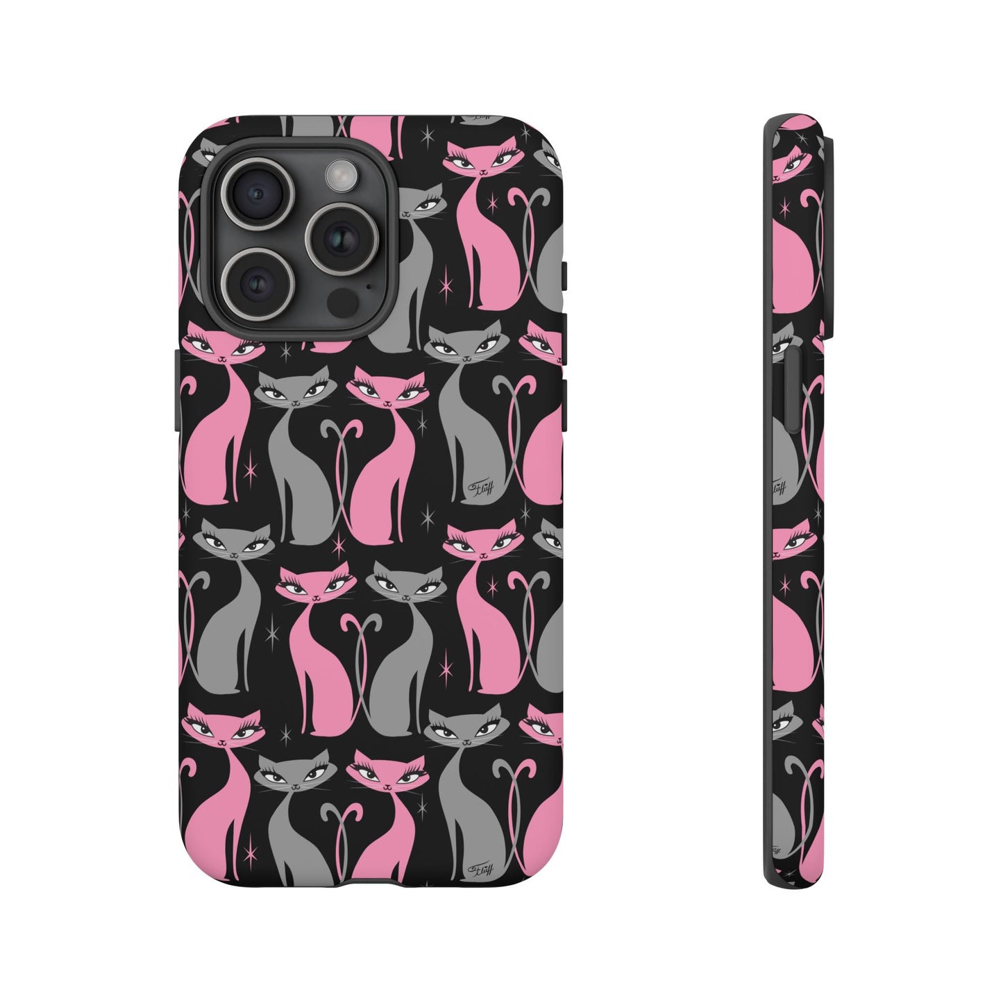 Mod Love Cats on Black • Tough Phone Case