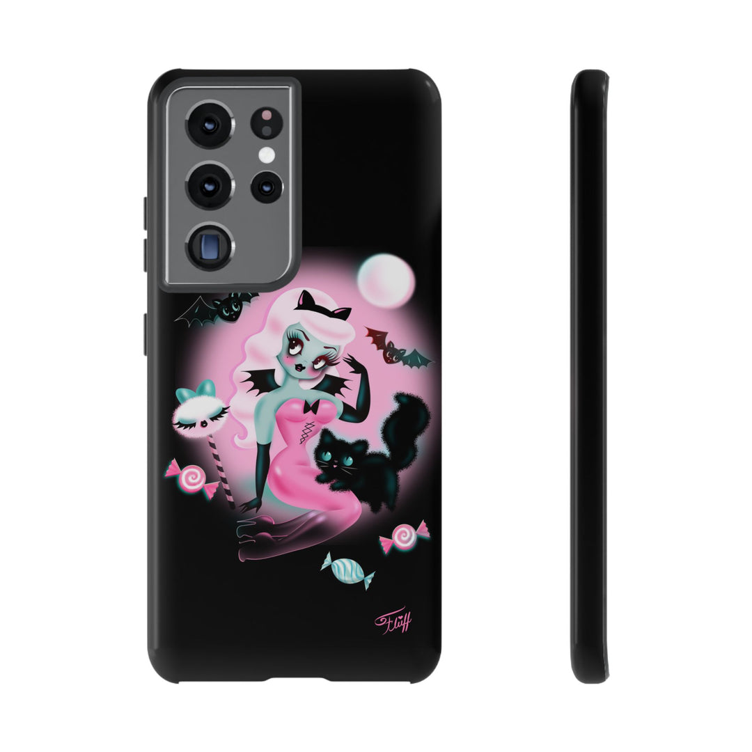 Pastel Candy Vampire with Kitty on Black • Tough Phone Case