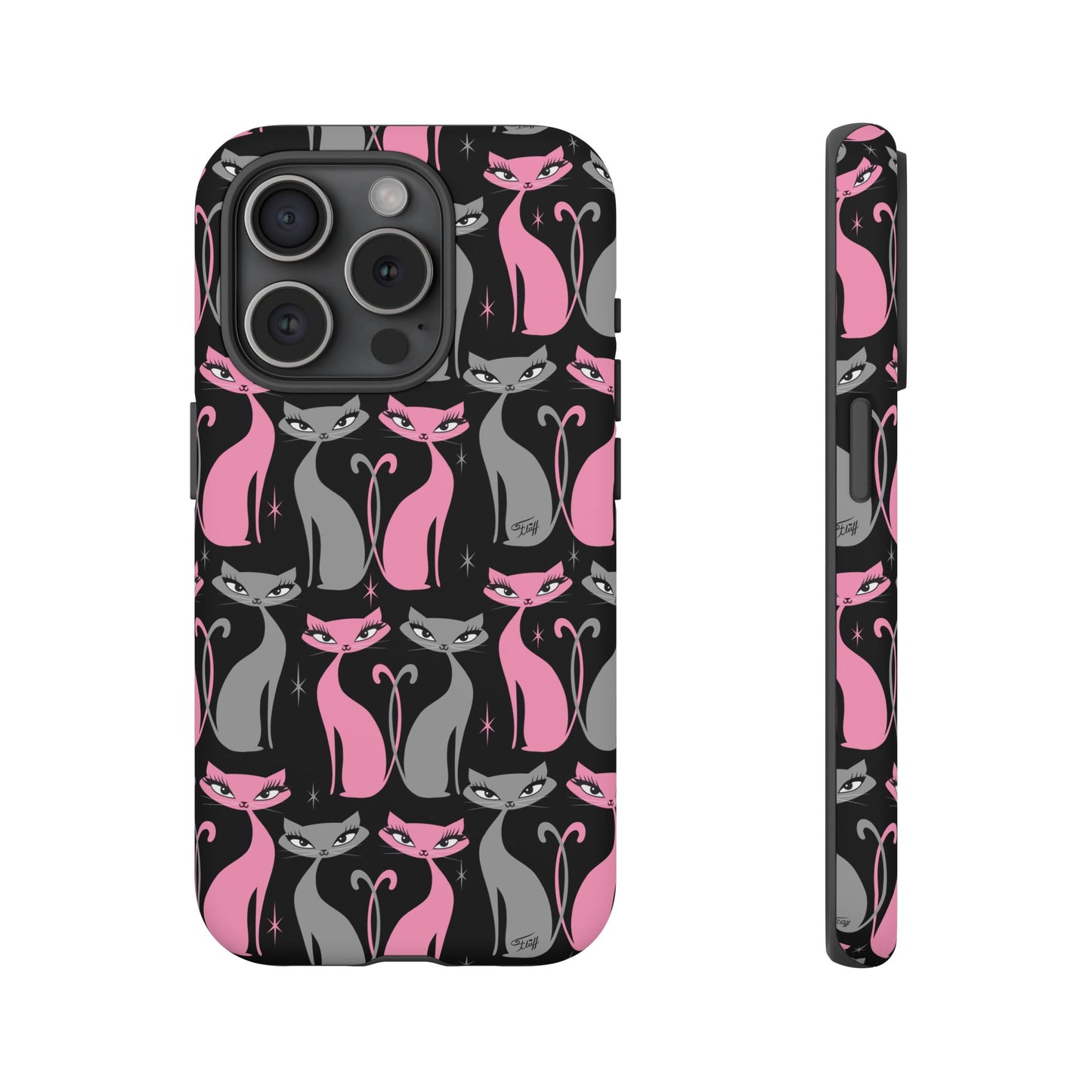 Mod Love Cats on Black • Tough Phone Case