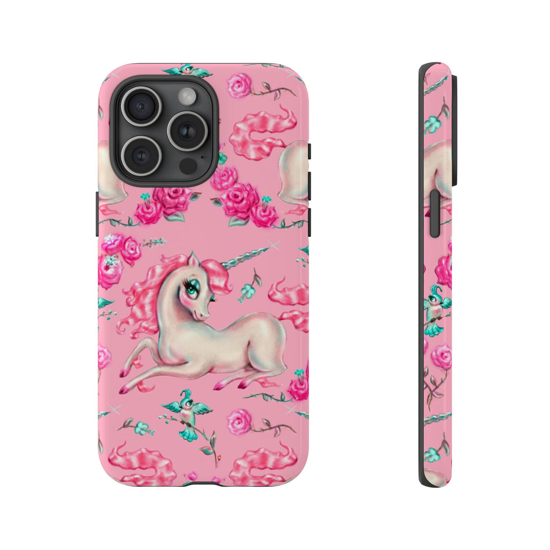 Unicorns and Roses on Pink • Tough Phone Case