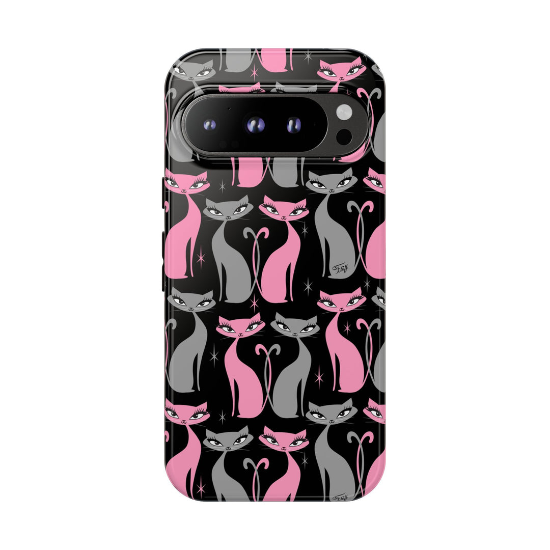 Mod Love Cats on Black • Tough Phone Case