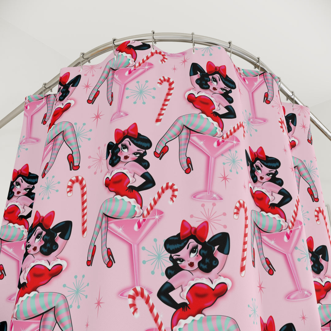 Candy Cane Martini Girl • Shower Curtain