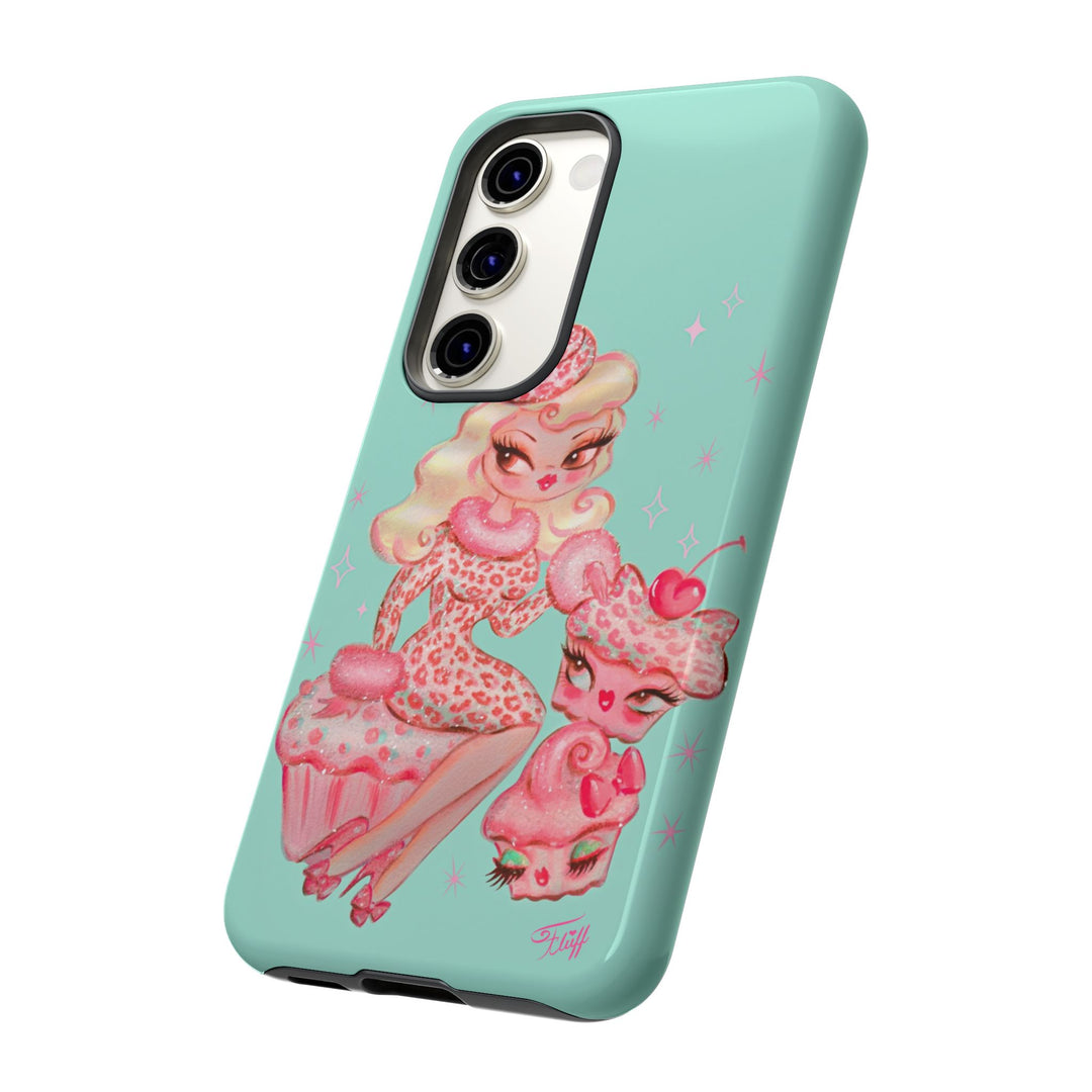 Leopard and Pink Cupcake Girl • Tough Phone Case