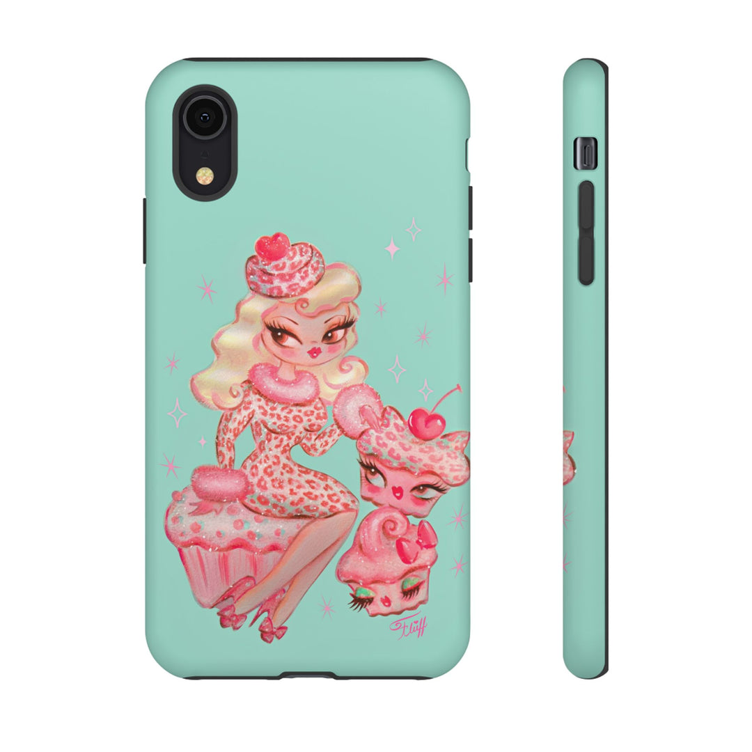 Leopard and Pink Cupcake Girl • Tough Phone Case