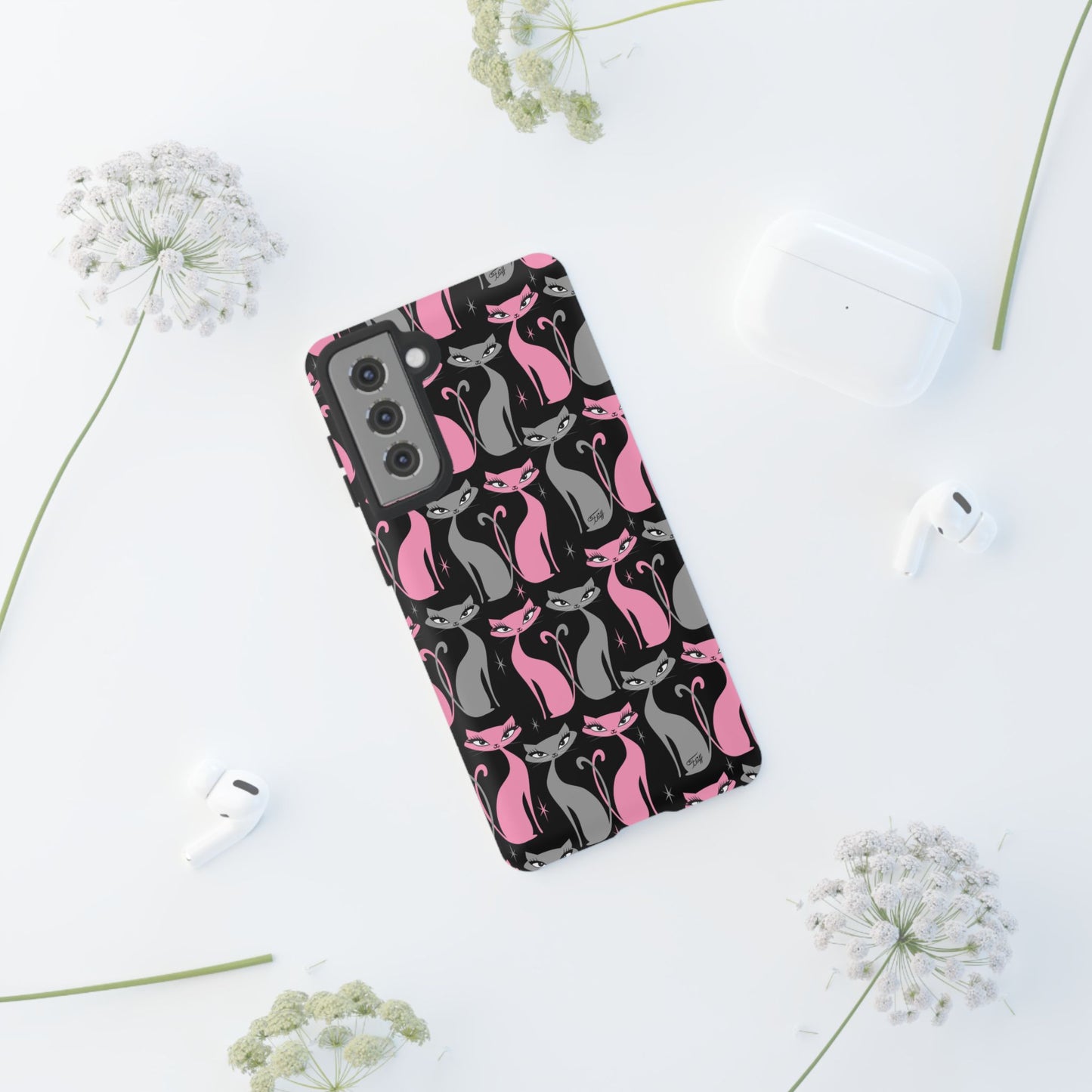 Mod Love Cats on Black • Tough Phone Case