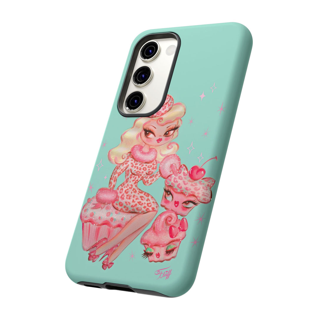 Leopard and Pink Cupcake Girl • Tough Phone Case