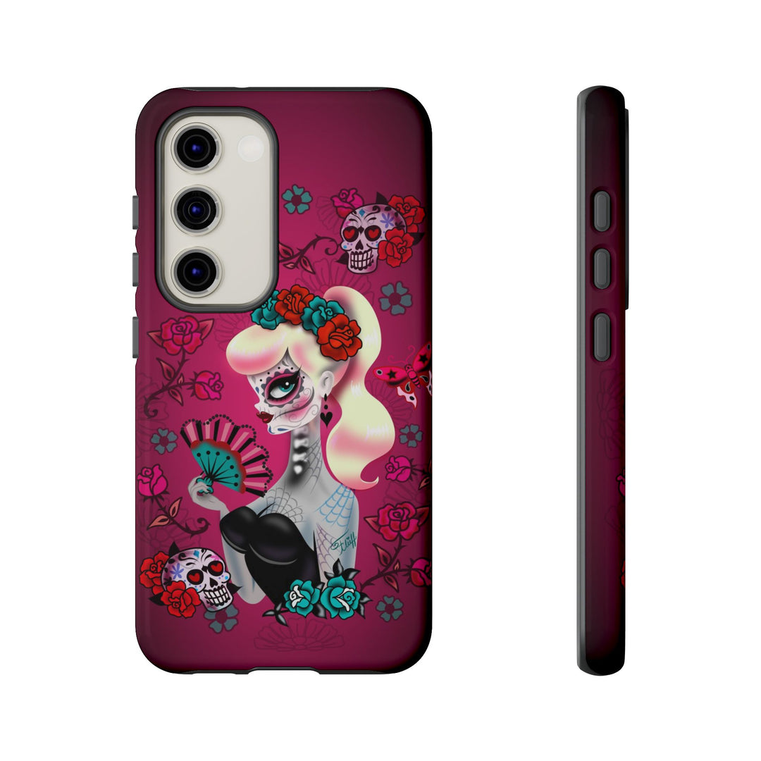 Blonde Sugar Skull Pinup Girl • Tough Phone Case
