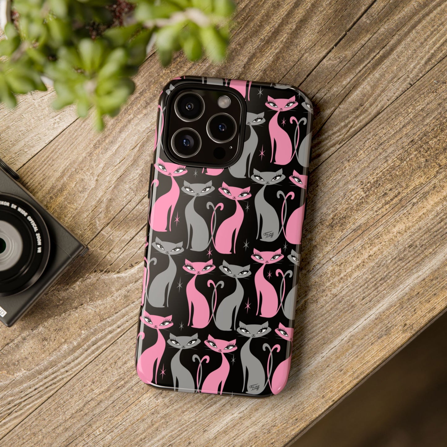 Mod Love Cats on Black • Tough Phone Case