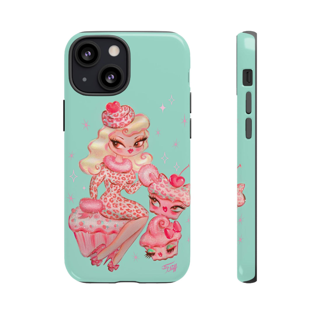 Leopard and Pink Cupcake Girl • Tough Phone Case