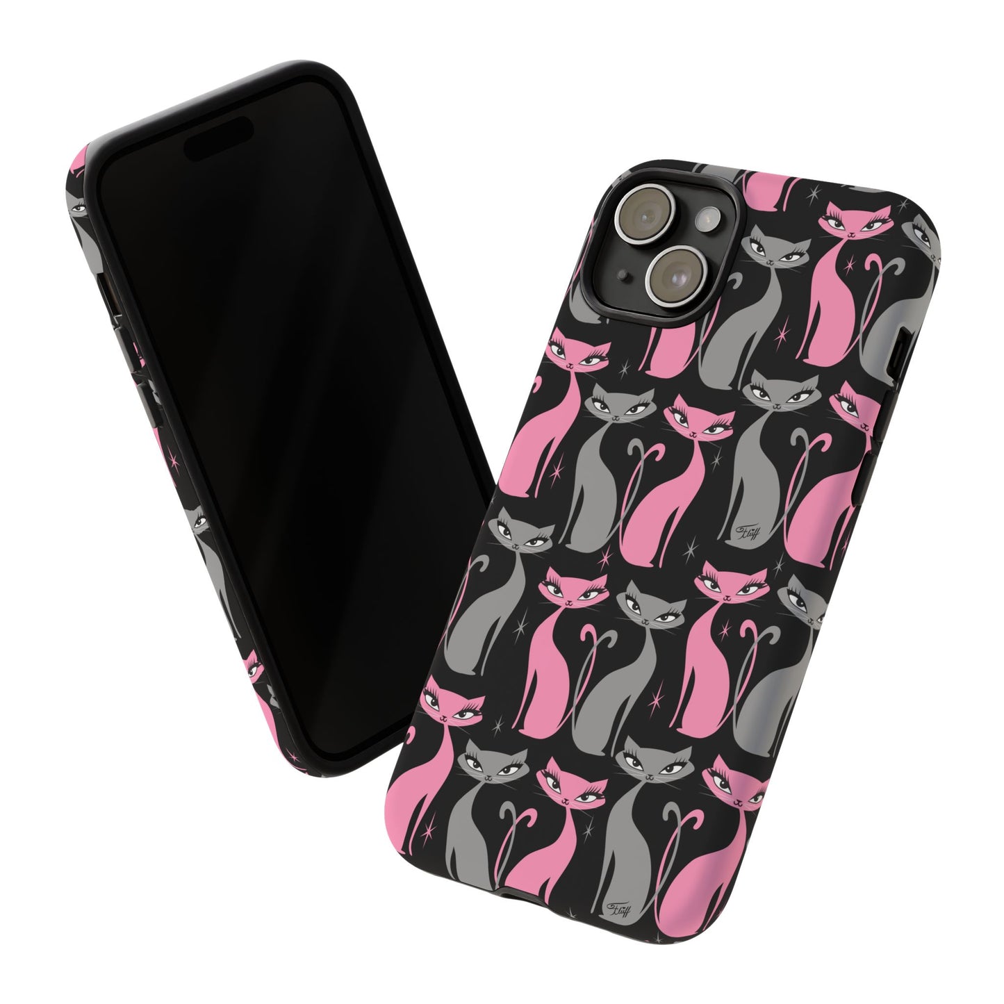 Mod Love Cats on Black • Tough Phone Case