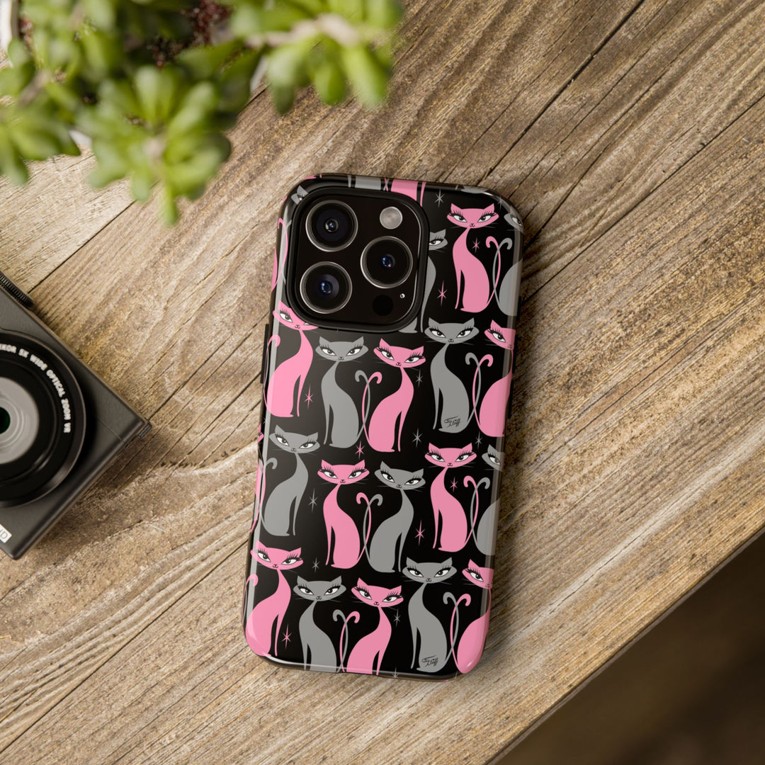 Mod Love Cats on Black • Tough Phone Case