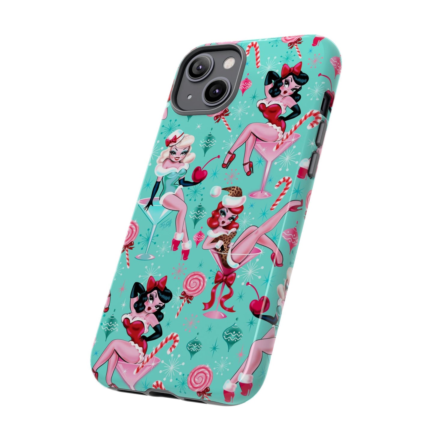 Christmas Candy Martini Pinup Girls • Tough Phone Case