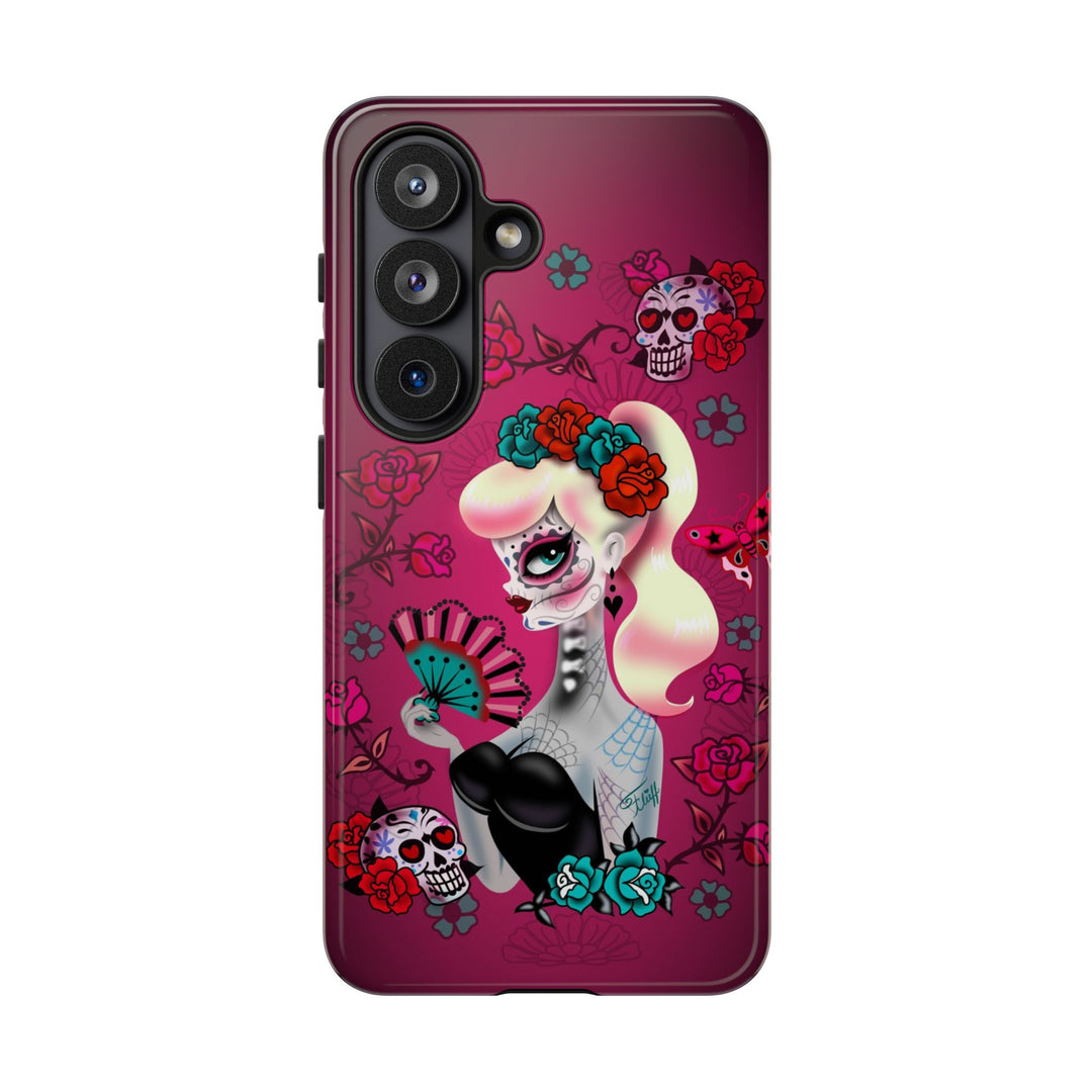 Blonde Sugar Skull Pinup Girl • Tough Phone Case