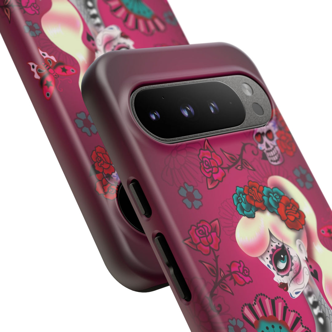 Blonde Sugar Skull Pinup Girl • Tough Phone Case