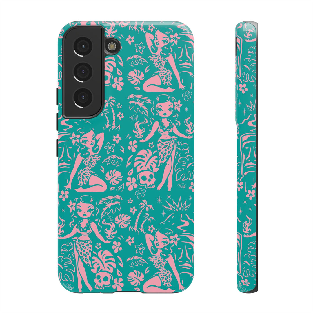 Tiki Temptress - Aqua and Pink • Tough Phone Case