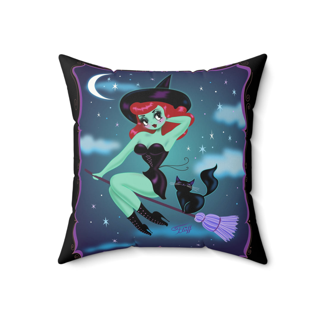 Cute Pinup Witch • Faux Suede Pillow