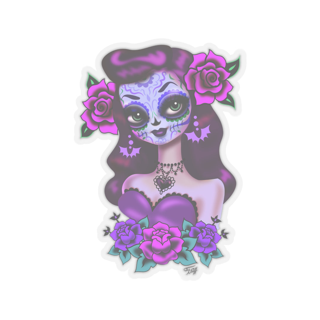 Purple Sugar Skull Girl • Kiss-Cut Sticker