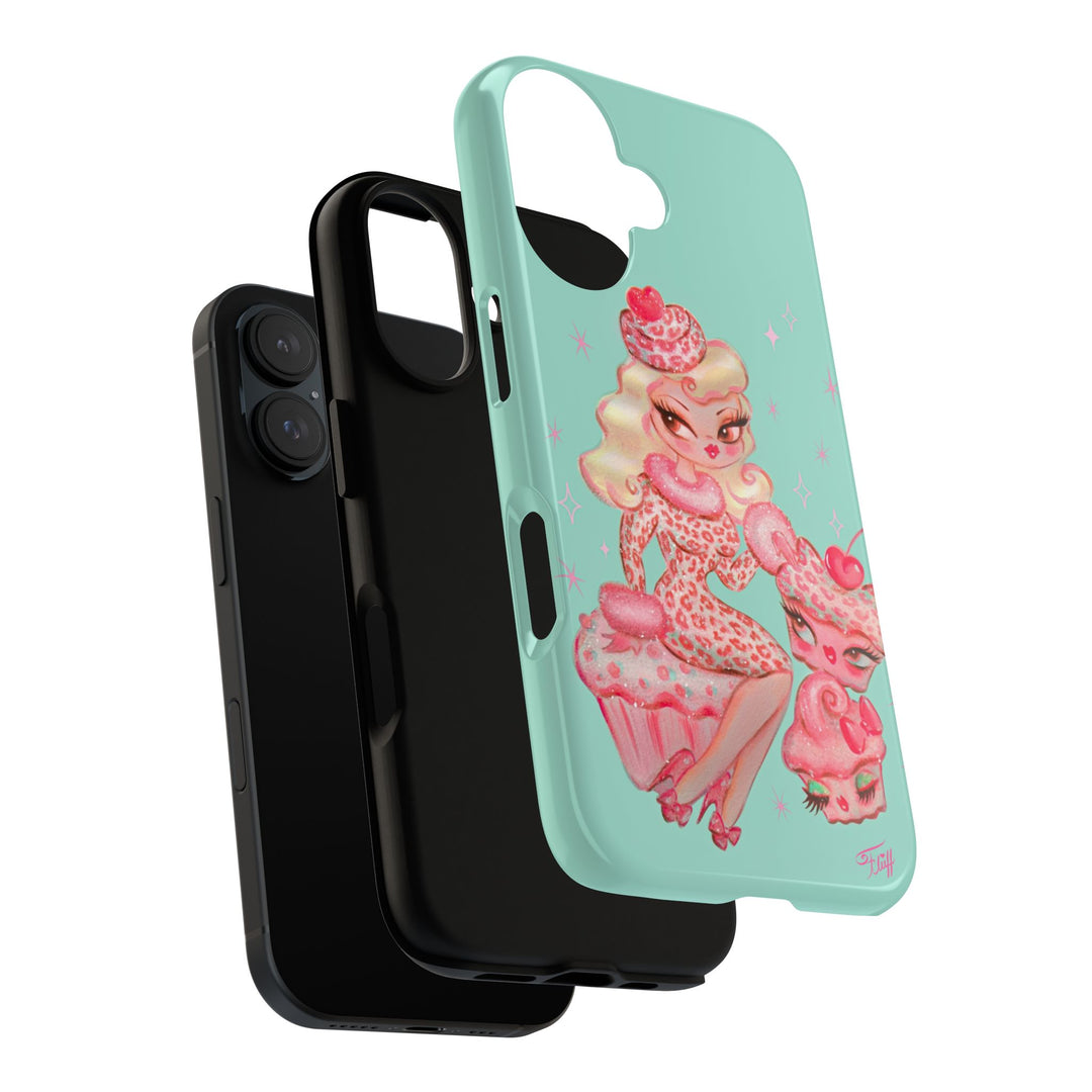 Leopard and Pink Cupcake Girl • Tough Phone Case